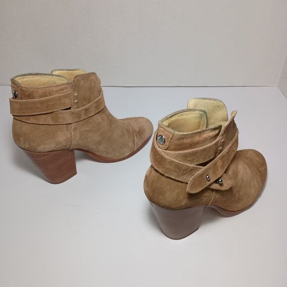 Rag & Bone Harrow Suede Ankle Boots in Beige Block Heel Ankle Strap Size 37 US 7 - Picture 4 of 16